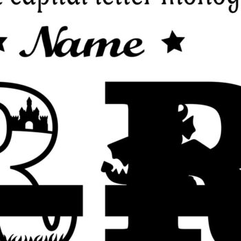 Intra απο ξύλο plywood  Χρώμα wenge 3mm-4mm πάχος - Μονόγραμμα με κεφαλαίο Dragon Letter R Cut Δίασταση 30x20 cm INTRAFABR-108175213 - Image 2