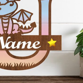 Intra απο ξύλο plywood  Χρώμα wenge 3mm-4mm πάχος - Δράκος κεφαλαίο μονόγραμμα Letter U Cut Δίασταση 30x20 cm INTRAFABR-108175228 - Image 1