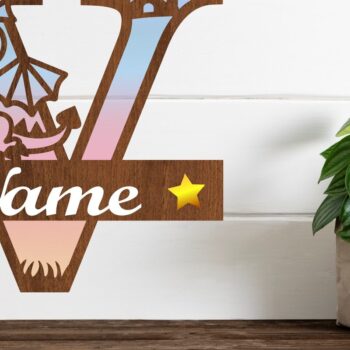 Intra απο ξύλο plywood  Χρώμα wenge 3mm-4mm πάχος - Δράκος κεφαλαίο μονόγραμμα Γράμμα V Cut Δίασταση 30x20 cm INTRAFABR-108175235 - Image 1