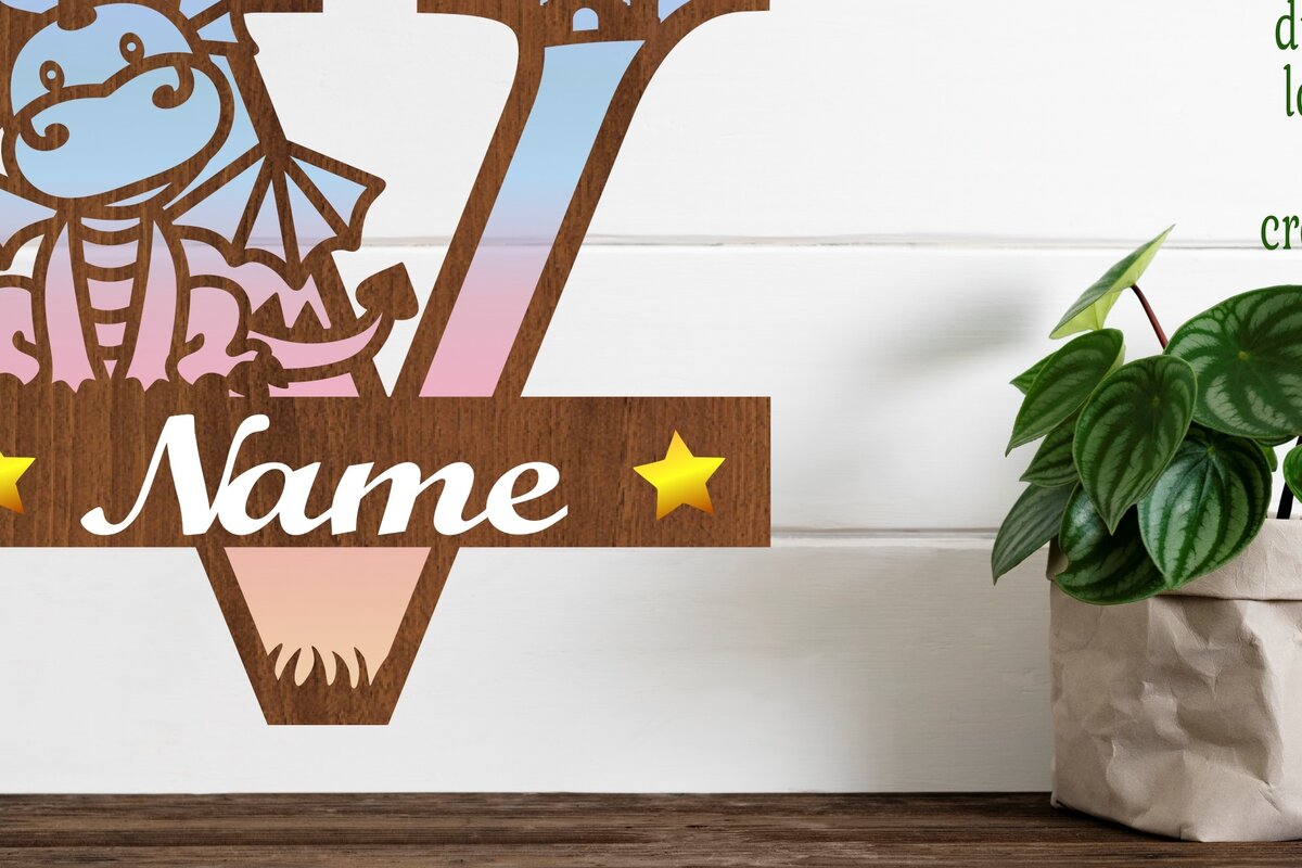 Intra απο ξύλο plywood  Χρώμα wenge 3mm-4mm πάχος - Δράκος κεφαλαίο μονόγραμμα Γράμμα V Cut Δίασταση 30x20 cm INTRAFABR-108175235