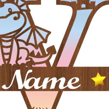 Intra απο ξύλο plywood  Χρώμα wenge 3mm-4mm πάχος - Δράκος κεφαλαίο μονόγραμμα Γράμμα V Cut Δίασταση 30x20 cm INTRAFABR-108175235 - Image 3