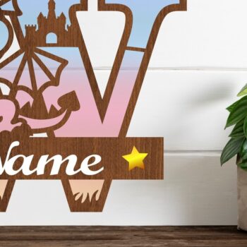 Intra απο ξύλο plywood  Χρώμα wenge 3mm-4mm πάχος - Δράκος κεφαλαίο μονόγραμμα Γράμμα W Cut Δίασταση 30x20 cm INTRAFABR-108175246 - Image 1