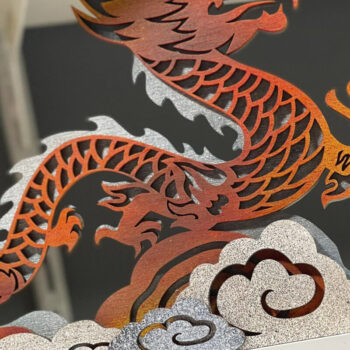 Intra απο ξύλο plywood  Χρώμα wenge 3mm-4mm πάχος - κοπής με λέιζερ Dragon CINESE NEW YEAR Δίασταση 9x8 cm INTRAFABR-108123141 - Image 1