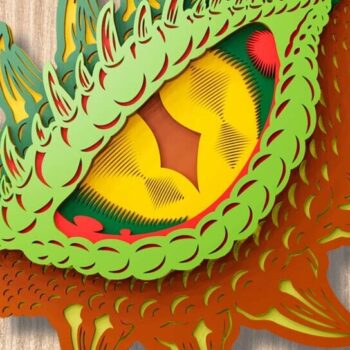 Intra απο ξύλο plywood  Χρώμα wenge 3mm-4mm πάχος - Αρχεία λέιζερ πολλαπλών επιπέδων Dragon Eye 3D Δίασταση 8x10 cm INTRAFABR-108123170 - Image 2