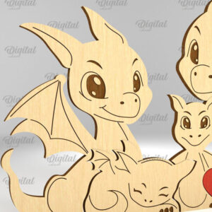Intra απο ξύλο plywood  Χρώμα wenge 3mm-4mm πάχος - Dragon Family Puzzle Δίασταση 30x20 cm INTRAFABR-108358620