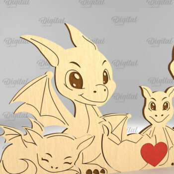 Intra απο ξύλο plywood  Χρώμα wenge 3mm-4mm πάχος - Dragon Family Puzzle Δίασταση 30x20 cm INTRAFABR-112134366 - Image 1