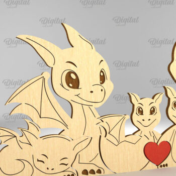 Intra απο ξύλο plywood  Χρώμα wenge 3mm-4mm πάχος - Dragon Family Puzzle Δίασταση 30x20 cm INTRAFABR-112151266 - Image 1