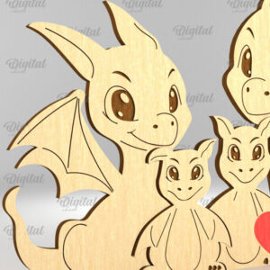 Intra απο ξύλο plywood  Χρώμα wenge 3mm-4mm πάχος - Dragon Family Puzzle Δίασταση 30x20 cm INTRAFABR-112151798