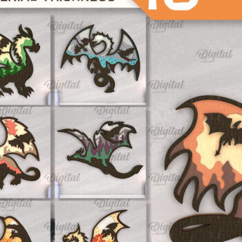 Intra απο ξύλο plywood  Χρώμα wenge 3mm-4mm πάχος - Δέσμη κοπής με λέιζερ Decor με στρώσεις Dragon Δίασταση 30x20 cm INTRAFABR-108223606 - Image 1