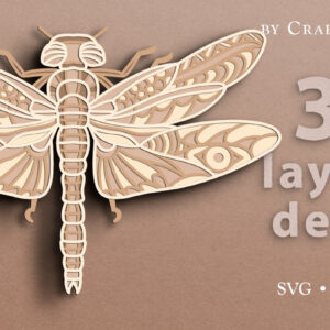 Intra απο ξύλο plywood  Χρώμα wenge 3mm-4mm πάχος - Dragonfly 3D Layered Cut Δίασταση 30x20 cm INTRAFABR-46443198