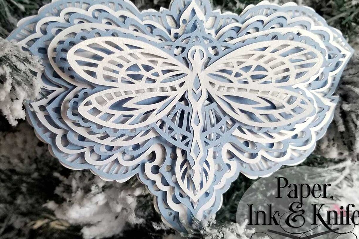 Intra απο ξύλο plywood  Χρώμα wenge 3mm-4mm πάχος - Dragonfly 3D στολίδι με στρώματα χαρτιού Δίασταση 6x6 cm INTRAFABR-45487225