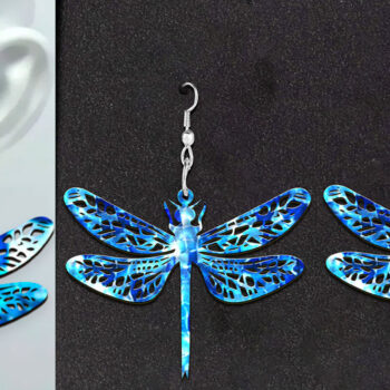 Intra απο ξύλο plywood Χρώμα wenge 3mm-4mm πάχος - Dragonfly Boho Σκουλαρίκια . Δίασταση 3x3 cm INTRAFABR-111199836 - Image 1