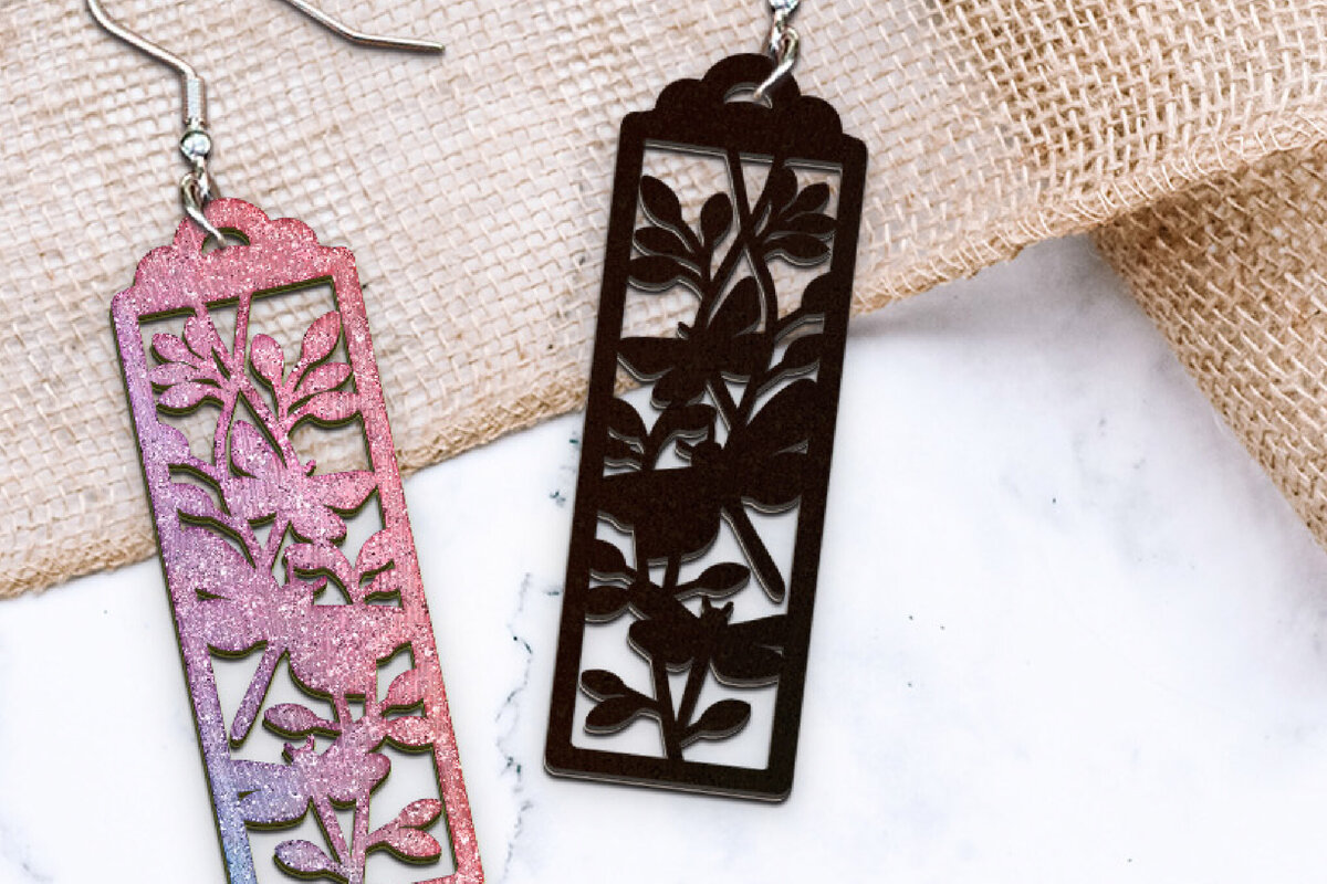 Intra απο ξύλο plywood  Χρώμα wenge 3mm-4mm πάχος - Σκουλαρίκια Dragonfly . Δίασταση 3x3 cm INTRAFABR-48841513