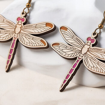 Intra απο ξύλο plywood  Χρώμα wenge 3mm-4mm πάχος - Σκουλαρίκια Dragonfly Δίασταση 3x3 cm INTRAFABR-48841525 - Image 1