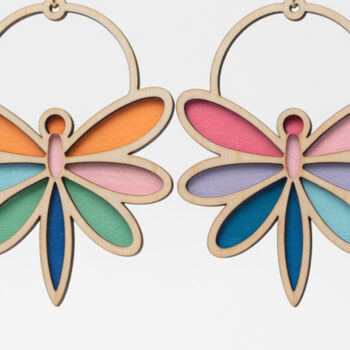 Intra απο ξύλο plywood Χρώμα wenge 3mm-4mm πάχος - Dragonfly Earrings Δίασταση 3x3 cm INTRAFABR-48841563 - Image 1