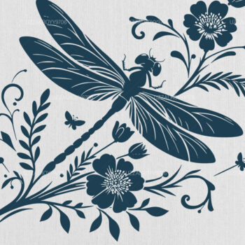 Intra απο ξύλο plywood Χρώμα wenge 3mm-4mm πάχος - Dragonfly Flowers , Dragonfly Vector Δίασταση 40x50 cm INTRAFABR-49421047 - Image 1