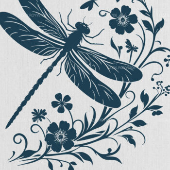 Intra απο ξύλο plywood Χρώμα wenge 3mm-4mm πάχος - Dragonfly Flowers , Dragonfly Vector Δίασταση 40x50 cm INTRAFABR-38049664 - Image 1