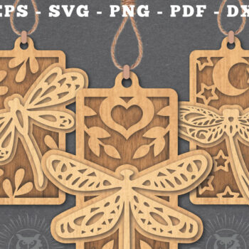 Intra απο ξύλο plywood  Χρώμα wenge 3mm-4mm πάχος - Δέσμη διακοσμήσεων με Dragonfly Δίασταση 20x20 cm INTRAFABR-111112984 - Image 1