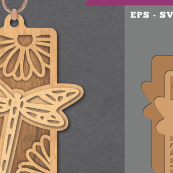 Intra απο ξύλο plywood  Χρώμα wenge 3mm-4mm πάχος - Στολίδι με Dragonfly 1 Δίασταση 6x6 cm INTRAFABR-111112991 - Image 1