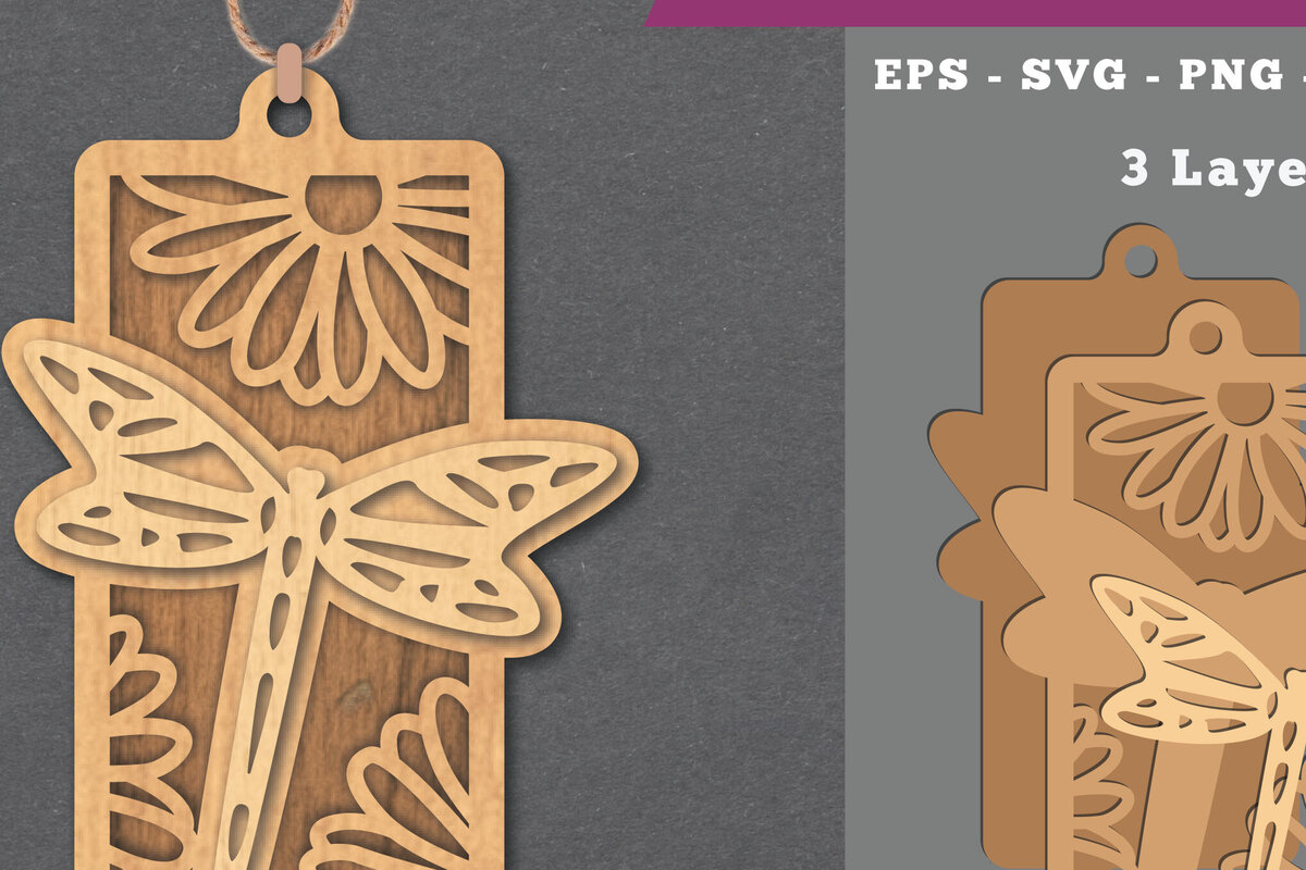 Intra απο ξύλο plywood  Χρώμα wenge 3mm-4mm πάχος - Στολίδι με Dragonfly 1 Δίασταση 6x6 cm INTRAFABR-111112991