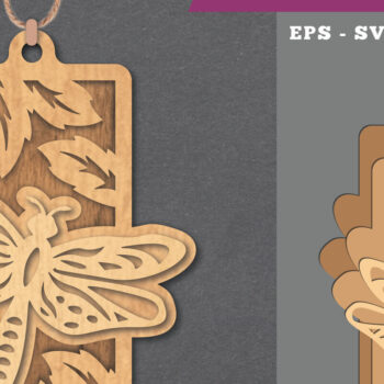 Intra απο ξύλο plywood  Χρώμα wenge 3mm-4mm πάχος - Στολίδι κοπής με λέιζερ Dragonfly 5 Δίασταση 6x6 cm INTRAFABR-111113067 - Image 1