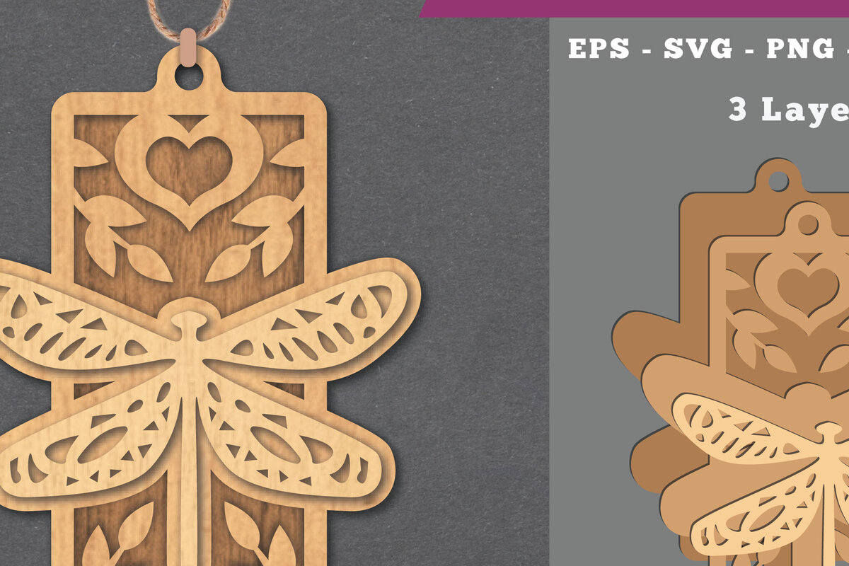 Intra απο ξύλο plywood  Χρώμα wenge 3mm-4mm πάχος - Στολίδι με Dragonfly 6 Δίασταση 6x6 cm INTRAFABR-111113078