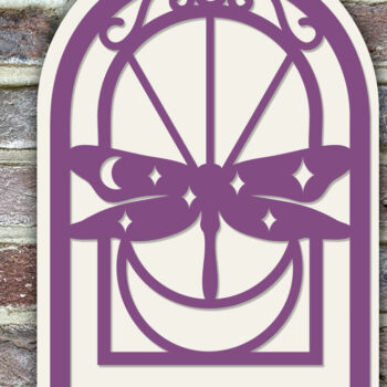 Intra απο ξύλο plywood  Χρώμα wenge 3mm-4mm πάχος - Στολίδι με στρώση Dragonfly Moon Δίασταση 6x6 cm INTRAFABR-38798638 - Image 1