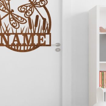 Intra απο ξύλο plywood  Χρώμα wenge 3mm-4mm πάχος - Σημάδι ονόματος Dragonfly Templa κοπής με λέιζερ Δίασταση 30x20 cm INTRAFABR-38798661 - Image 2