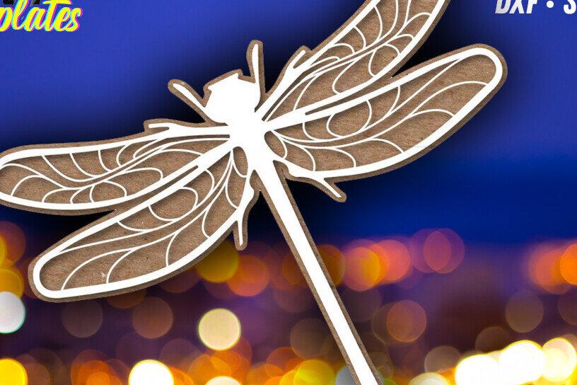 Intra απο ξύλο plywood  Χρώμα wenge 3mm-4mm πάχος - Πρότυπο Dragonfly - Cricut Ready Δίασταση 30x20 cm INTRAFABR-111199772