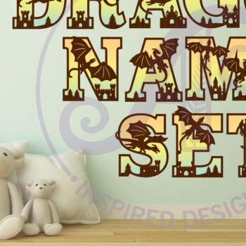 Intra απο ξύλο plywood  Χρώμα wenge 3mm-4mm πάχος - Σετ αλφάβητου Dragons. Γράμματα 2 επιπέδων 53 Δίασταση 30x20 cm INTRAFABR-38049652 - Image 2