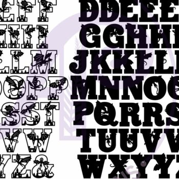 Intra απο ξύλο plywood  Χρώμα wenge 3mm-4mm πάχος - Σετ αλφάβητου Dragons. Γράμματα 2 επιπέδων 53 Δίασταση 30x20 cm INTRAFABR-38049652 - Image 4