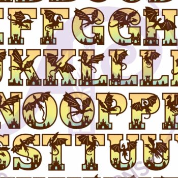 Intra απο ξύλο plywood  Χρώμα wenge 3mm-4mm πάχος - Σετ αλφάβητου Dragons. Γράμματα 2 επιπέδων 53 Δίασταση 30x20 cm INTRAFABR-38049652 - Image 5