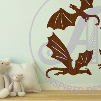 Intra απο ξύλο plywood Χρώμα wenge 3mm-4mm πάχος - Dragons Silhouette Shape 1 Δίασταση 30x20 cm INTRAFABR-102528294 - Image 3