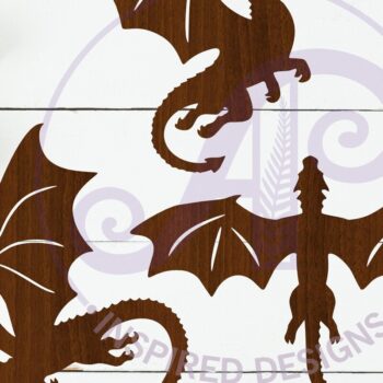 Intra απο ξύλο plywood Χρώμα wenge 3mm-4mm πάχος - Dragons Silhouette Shape 2 Δίασταση 30x20 cm INTRAFABR-102528311 - Image 1