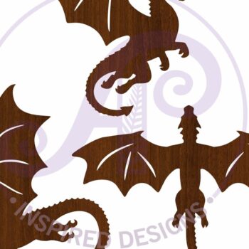 Intra απο ξύλο plywood Χρώμα wenge 3mm-4mm πάχος - Dragons Silhouette Shape 2 Δίασταση 30x20 cm INTRAFABR-102528311 - Image 4