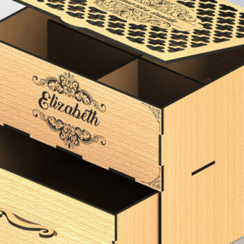 Intra απο ξύλο plywood  Χρώμα wenge 3mm-4mm πάχος - Αρχεία Laser Organizer συρταριέρα Δίασταση 20x20 cm INTRAFABR-111360627 - Image 1