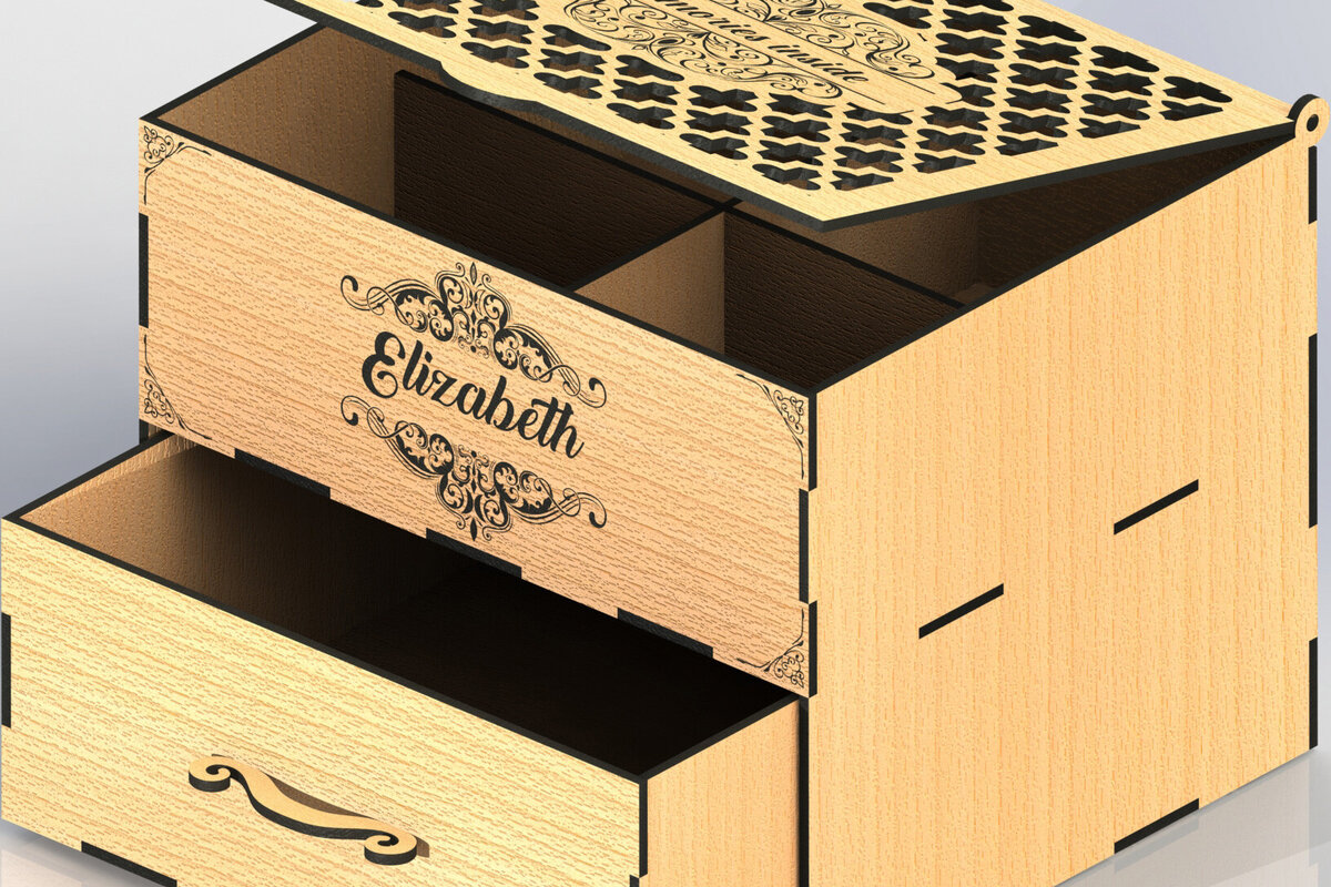 Intra απο ξύλο plywood  Χρώμα wenge 3mm-4mm πάχος - Αρχεία Laser Organizer συρταριέρα Δίασταση 20x20 cm INTRAFABR-111360627