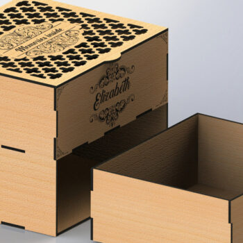 Intra απο ξύλο plywood  Χρώμα wenge 3mm-4mm πάχος - Αρχεία Laser Organizer συρταριέρα Δίασταση 20x20 cm INTRAFABR-111360627 - Image 5