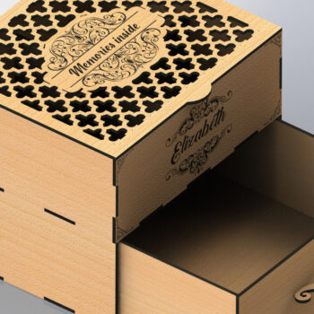 Intra απο ξύλο plywood  Χρώμα wenge 3mm-4mm πάχος - Αρχεία Laser Organizer συρταριέρα Δίασταση 20x20 cm INTRAFABR-111360627 - Image 6