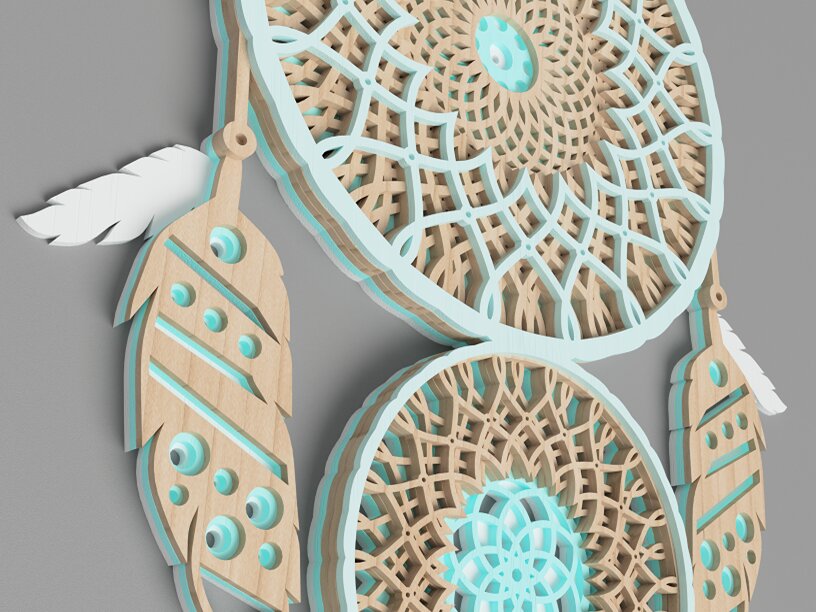 Intra απο ξύλο plywood  Χρώμα wenge 3mm-4mm πάχος - Dream Catcher 3D Layered Δίασταση 30x30 cm INTRAFABR-111272805