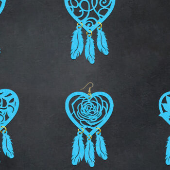 Intra απο ξύλο plywood  Χρώμα wenge 3mm-4mm πάχος - Σκουλαρίκια Dreamcatcher Δίασταση 3x3 cm INTRAFABR-111272838 - Image 1