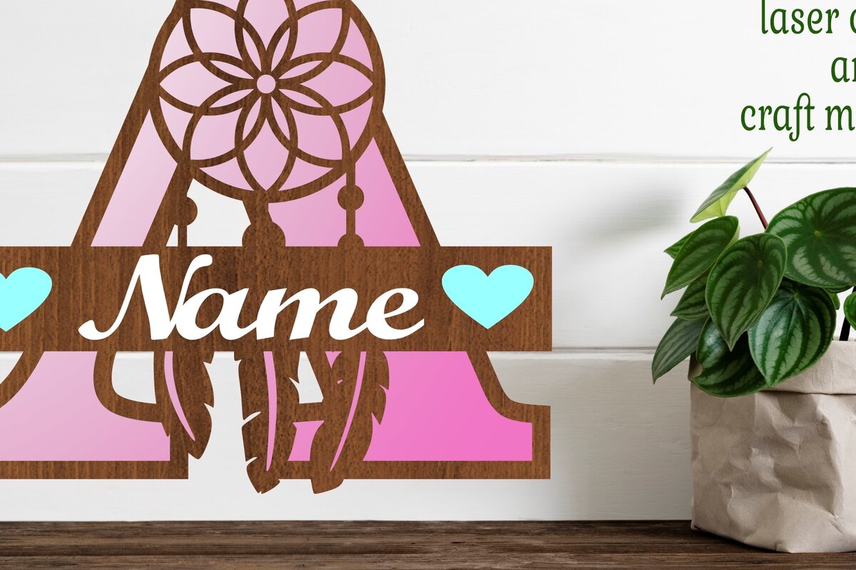 Intra απο ξύλο plywood  Χρώμα wenge 3mm-4mm πάχος - Ονειροπαγίδα Monogram Letter a Cut Δίασταση 20x20 cm INTRAFABR-38972377