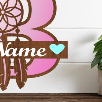 Intra απο ξύλο plywood  Χρώμα wenge 3mm-4mm πάχος - Ονειροπαγίδα Μονόγραμμα Letter B Cut Δίασταση 20x20 cm INTRAFABR-106383128 - Image 1