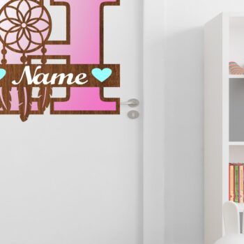 Intra απο ξύλο plywood  Χρώμα wenge 3mm-4mm πάχος - Πακέτο γραμμάτων μονογράμματος Dreamcatcher Δίασταση 20x20 cm INTRAFABR-106383136 - Image 3