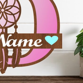 Intra απο ξύλο plywood  Χρώμα wenge 3mm-4mm πάχος - Ονειροπαγίδα Μονόγραμμα Letter D Cut Δίασταση 20x20 cm INTRAFABR-106383152 - Image 1