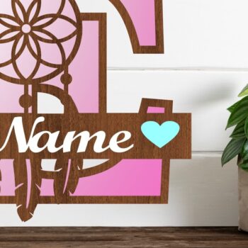 Intra απο ξύλο plywood  Χρώμα wenge 3mm-4mm πάχος - Ονειροπαγίδα Monogram Letter E Cut Δίασταση 20x20 cm INTRAFABR-106507476 - Image 1