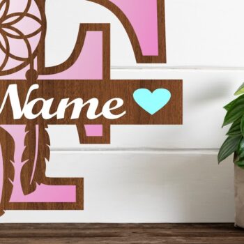 Intra απο ξύλο plywood  Χρώμα wenge 3mm-4mm πάχος - Ονειροπαγίδα Monogram Letter F Cut Δίασταση 20x20 cm INTRAFABR-49273320 - Image 1