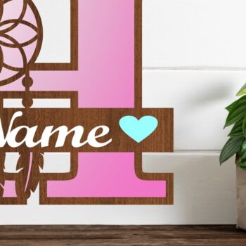 Intra απο ξύλο plywood  Χρώμα wenge 3mm-4mm πάχος - Ονειροπαγίδα Monogram Letter H Cut Δίασταση 20x20 cm INTRAFABR-106383123 - Image 1