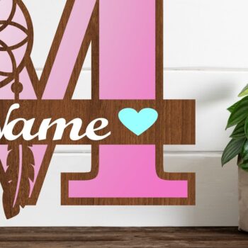 Intra απο ξύλο plywood  Χρώμα wenge 3mm-4mm πάχος - Ονειροπαγίδα Monogram Letter M Cut Δίασταση 20x20 cm INTRAFABR-99135889 - Image 1