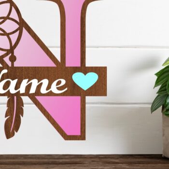 Intra απο ξύλο plywood Χρώμα wenge 3mm-4mm πάχος - Ονειροπαγίδα Monogram Letter N Cut Δίασταση 20x20 cm INTRAFABR-110103652 - Image 1